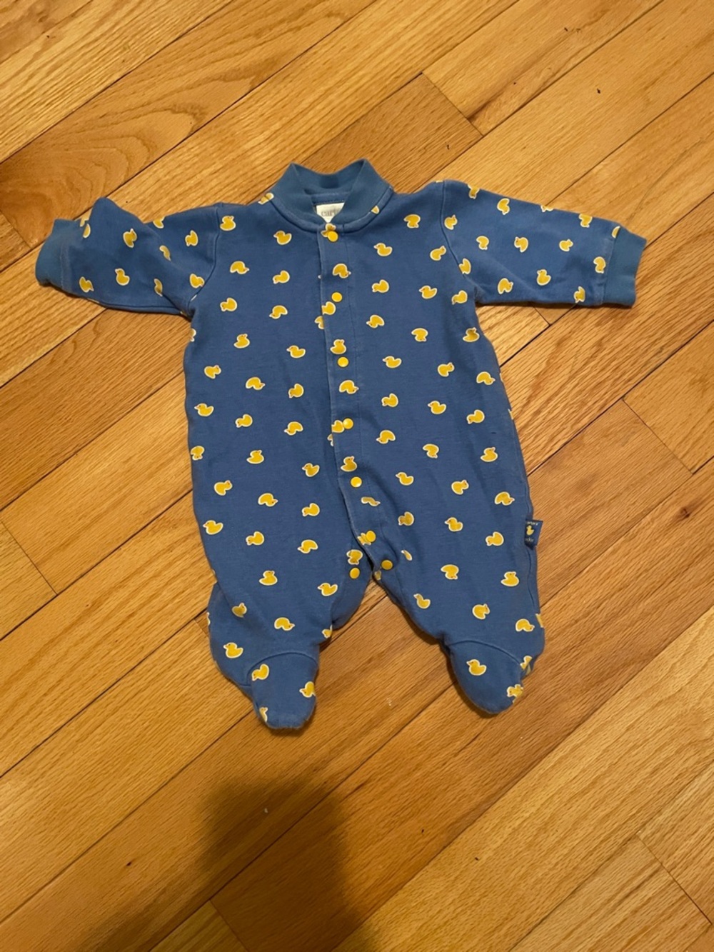 Vintage carters blue Duck-Print Footed One-Piece for Babies